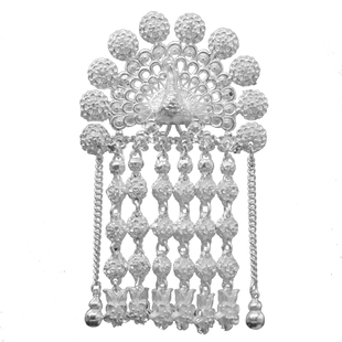 手工999足纯银中式风格蛇形步摇头钗插针流苏民族古典簪子发饰