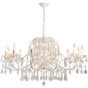 飞朵 法式吊灯客厅餐厅美式蜡烛水晶灯铁艺复古白田园主卧室吊灯