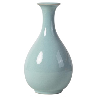 仿古汝窑陶瓷花瓶瓷器玉壶春花瓶中式客厅桌面鲜干花插花装饰摆件