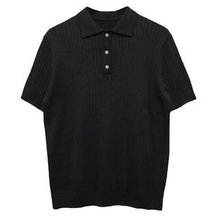 碧舍夏季针织polo衫男短袖上衣翻领t恤韩版套头t休闲简约黑色毛衣
