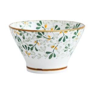 釉下彩四季繁花日式陶瓷米饭碗5英寸斗笠碗2022新款家用高脚防烫