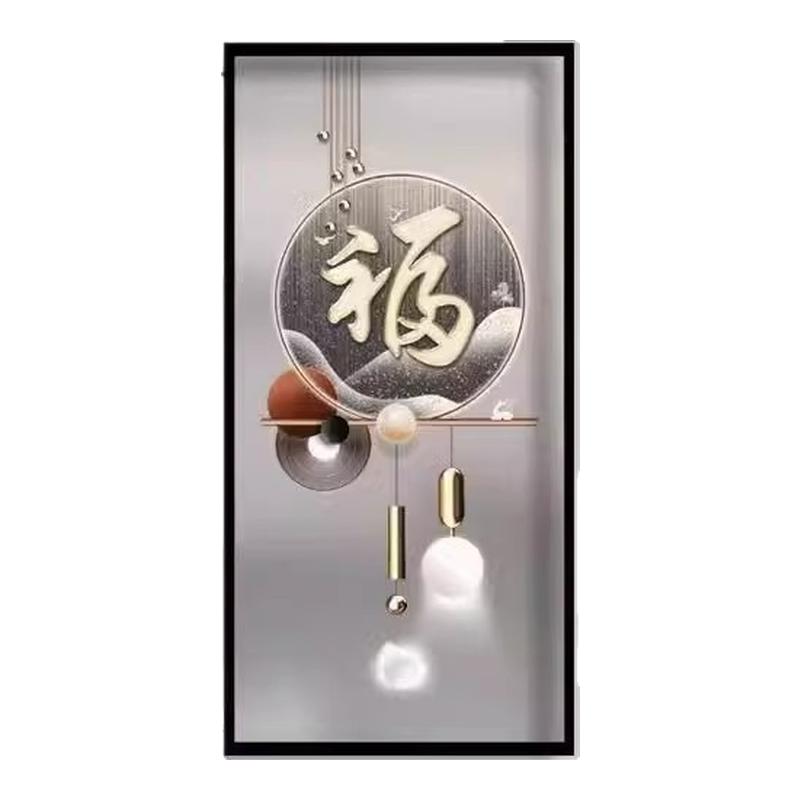清新艺术画屏风客厅入户门玄关长虹玻璃屏风洗漱台半墙隔断装饰