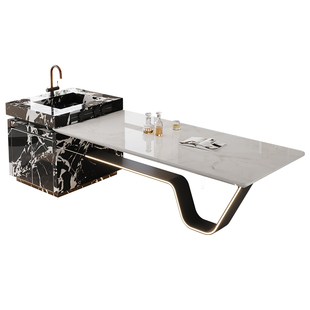 兰朵达意式轻奢新芬迪白天然奢石龙抬头岛台餐桌一体别墅客厅家用