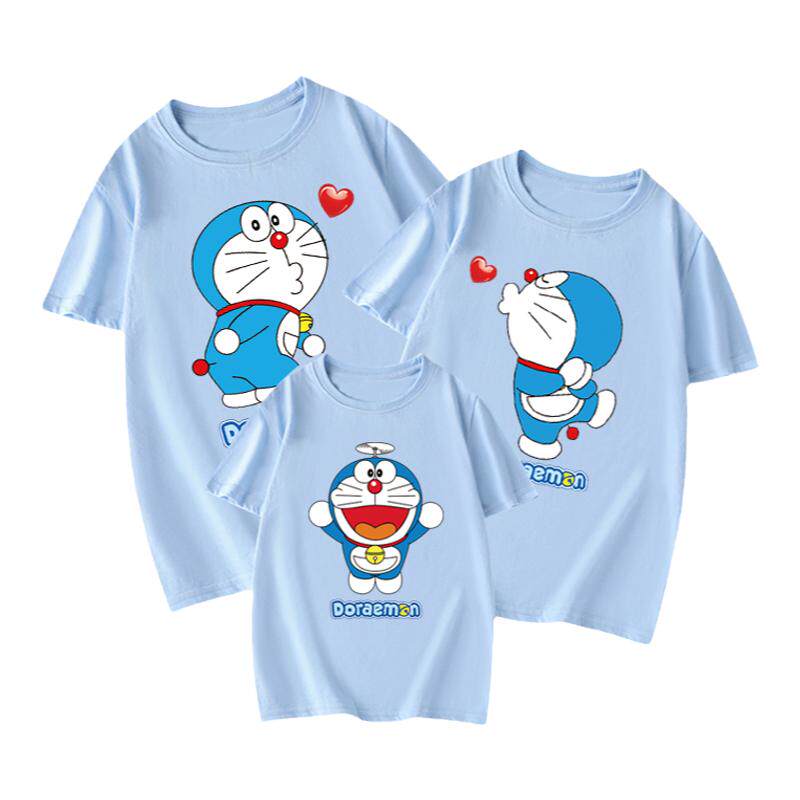 叮当机器猫t恤亲子装卫衣哆啦a梦一家三四口母子女装幼儿园班服T