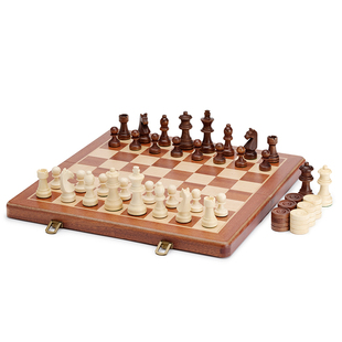 A&A CHESS/领御 高档实木国际象棋跳棋套装/便携可折叠棋盘豪华版