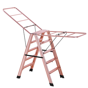 家用多功能楼梯人字四五步梯子晾衣架两用室内铝合金折叠加厚防滑