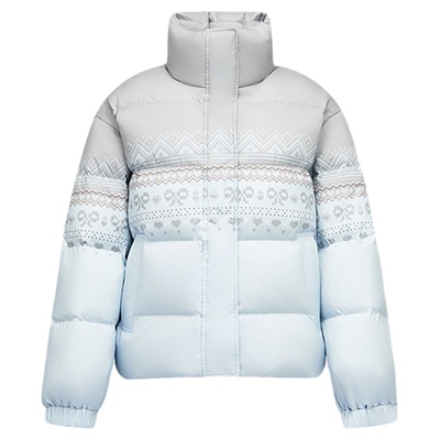 森马三防费尔岛印花80绒羽绒服女