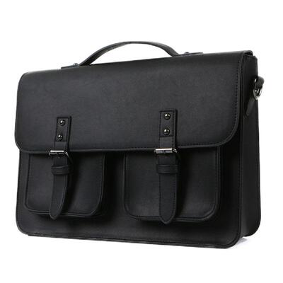 韩国剑桥包纳帕纹黑色单肩包