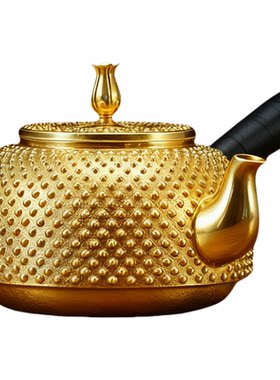 义清堂纯手工一张打霰纹金茶壶
