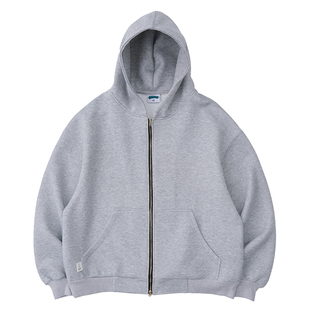 ACTIONS美式Boxy重磅500G拉链连帽卫衣廓形加厚短宽刺绣开衫外套