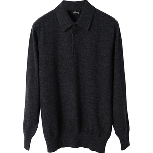 米皇正品秋冬男士羊绒衫翻领宽松纯色休闲纯羊绒毛衣男针织打底衫