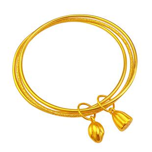 三生三世两世欢镀黄金莲花莲蓬手镯荷花花苞简约时尚款女士款首饰