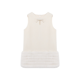 西町村屋千金风连衣裙2025冬新款狐狸毛双面羊毛背心裙XAAD10734