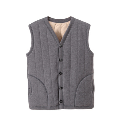 雅鹿中老年羊毛马甲男士加绒加厚