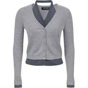 Vero Moda针织衫女26春季新款含绵羊毛挂脖修身拼接开衫326124027