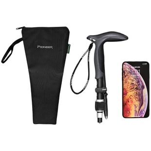 开拓者弯柄碳纤维登山杖  超短可伸缩99%碳素折叠杖 拐杖老人手杖