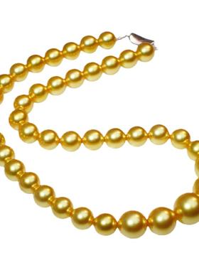 挚彩珠宝南洋浓金手工珍珠颈链大颗粒14mm淡水白珍珠项链送妈妈女