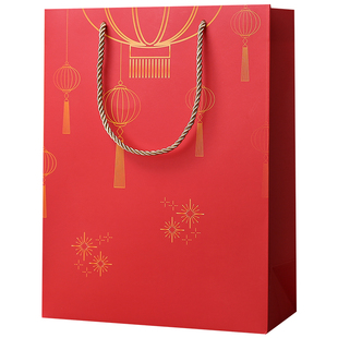 复古简约中国红新年情人节日礼品袋伴手礼物包装袋糖盒手提纸袋子