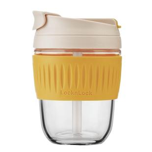 乐扣乐扣玻璃杯女生咖啡杯耐高温水杯高颜值吸管杯男便携随行杯子