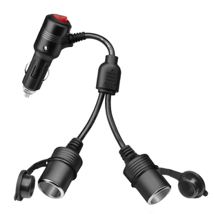 带开关车载点烟器母座一拖二大功率12V24V汽车插头延长线一分二