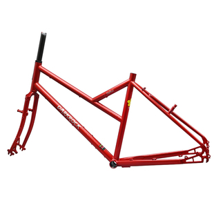 黑岩新款haikui斜梁长途旅行车架 碟刹V刹钢架弯梁复古车架 DIY