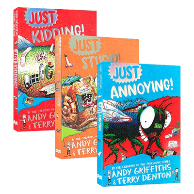 英文原版 Just Annoying/Just Kidding/Just Stupid 儿童搞笑幽默章节故事书3册 英文版 进口英语原版书籍