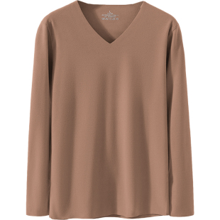 双面德绒长袖t恤男士内衣V领打底衣冬季无痕保暖防寒发热内穿秋衣