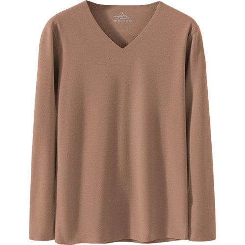 双面德绒长袖t恤男士内衣V领打底衣冬季无痕保暖防寒发热内穿秋衣