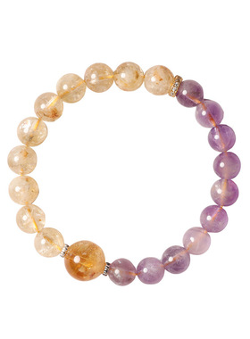 天然招财轻奢紫黄双拼水晶手串