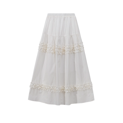 SERY白色木耳花边超长塔裙Skirt