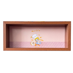 泡泡玛特molly面包脑袋盲盒收纳盒手办收纳柜茉莉展示框防尘相框