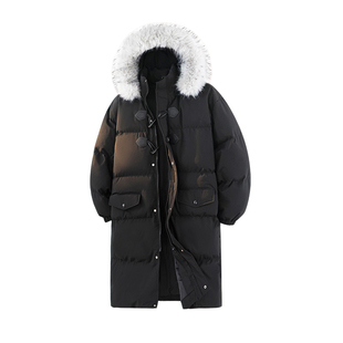 NASA WTAPS米白色大毛领牛角扣棉服外套男女冬季新款加厚保暖棉衣