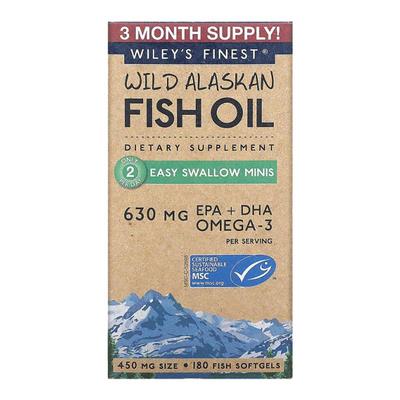 香港直发Wiley'S Finest阿拉斯加鱼油鳕鱼提取630mg180粒