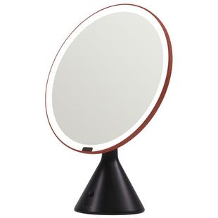 MUID大圆镜带灯化妆镜台式黑色梳妆镜网红桌面镜充电洗漱卧室镜子