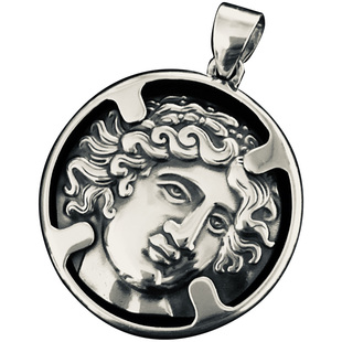 纯银复古人像硬币项链吊坠希腊神话太阳神阿波罗狮子座守护神情侣