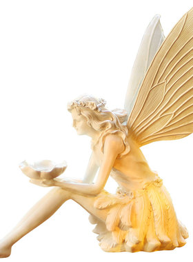 欧式风复古做旧树脂翅膀别墅摆件