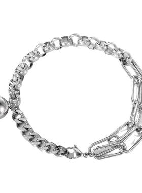 双层链条吊坠钛钢小银珠