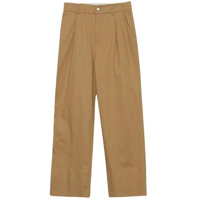 谜底直筒裤女秋季新品通勤风宽松裤脚外翻休闲长裤243MK1136