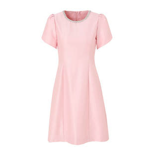 海青蓝连衣裙2025夏季法式小香风名媛优雅气质收腰显瘦高级感裙子