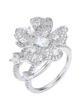 NJJewelry花朵双圈戒指