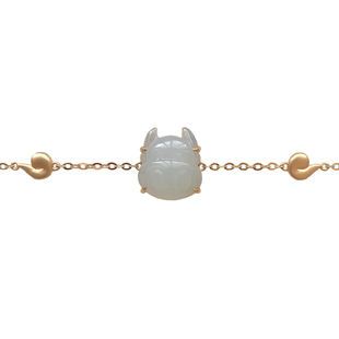 简约百搭缅甸冰种玉牛生肖全新定制精工镶嵌女18K金翡翠牛手链