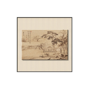 新中式松溪高隐挂画客厅沙发背景山水装饰画寓意福寿绵延好壁画