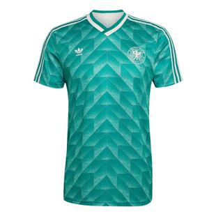 德国队1990客场复古足球休闲文化短袖V领球衣男adidas阿迪达斯