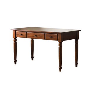 实木书桌书房美式办公桌工作台原木写字台全实木白蜡木复古抽屉纯