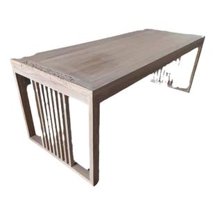 实木书桌家用书房写字台老榆木白茬白胚书法桌新中式书画桌电脑桌