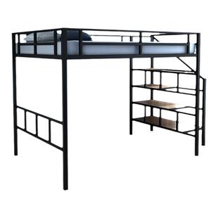 铁艺小户型双人上下铺高低床现代省空间小学生上床下桌复式二楼床
