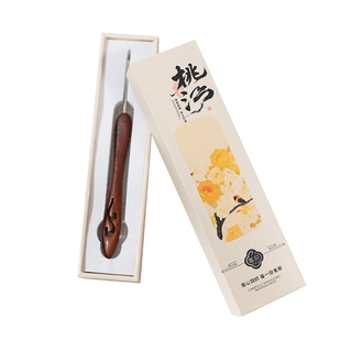桃汐·花楹钩针血檀木手工编织工具镂空雕花不锈钢精抛针头套装