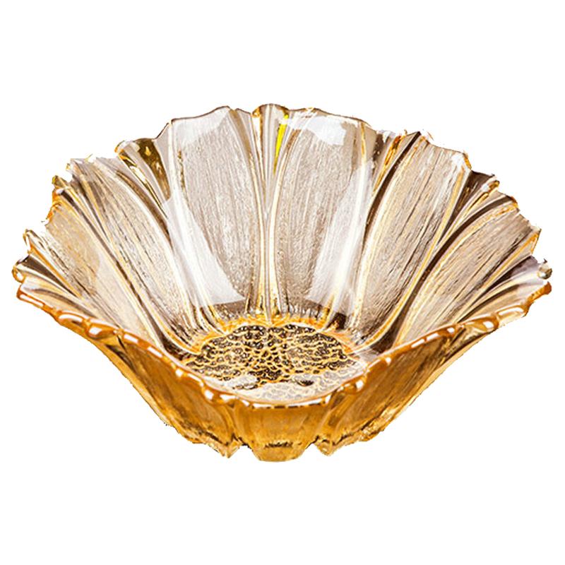 网红创意现代花瓣水晶玻璃果盘
