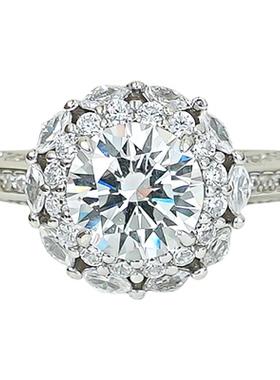 新款花苞925纯银圆钻戒指经典款