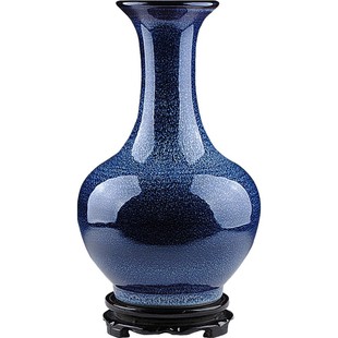 景德镇陶瓷花瓶摆件窑变蓝色瓷瓶创意瓷器客厅插花中式家居装饰品